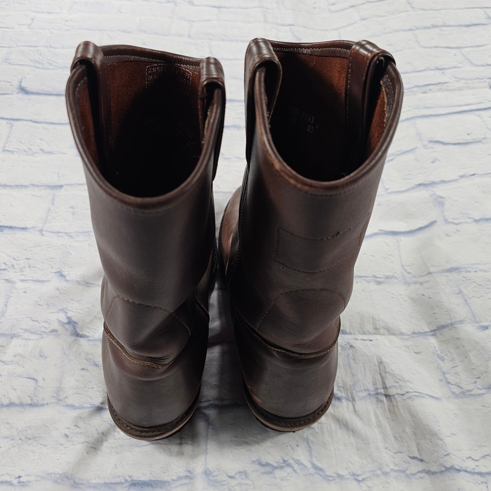 JH Hall Lineman Pull On Boots MENS 10 Brown Leather Western Work Lug Sole - Picture 12 of 14